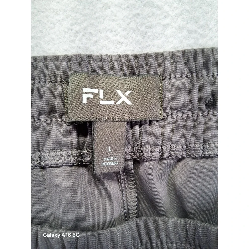 FLX Men Black Joggers Black Pockets Stretchy‎ Waist Size Large